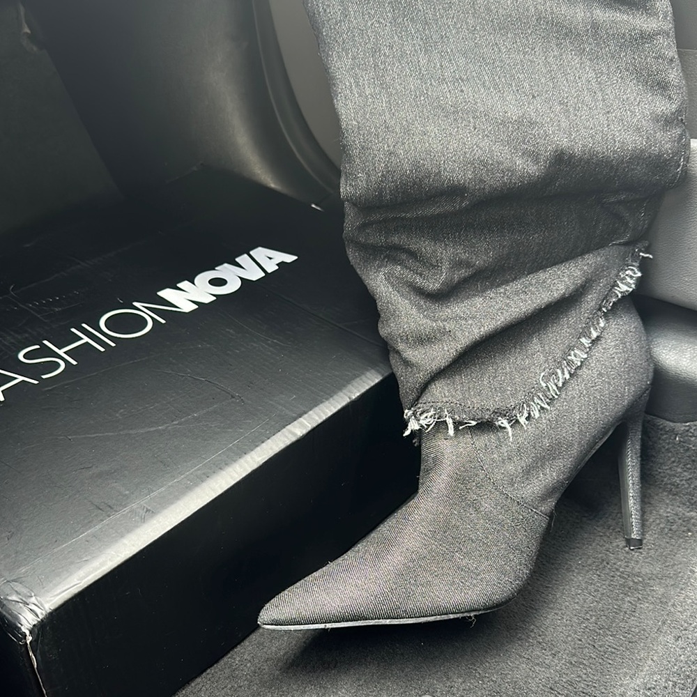 Fashion Nova Black Heeled Boots with Stiletto Heel
